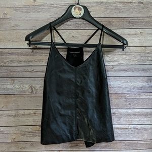 Banana Republic Faux Leather Front Black Tank Top